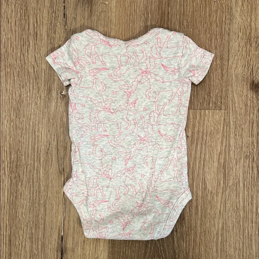 Carter's Gray and Pink Unicorn Patterned Bodysuit